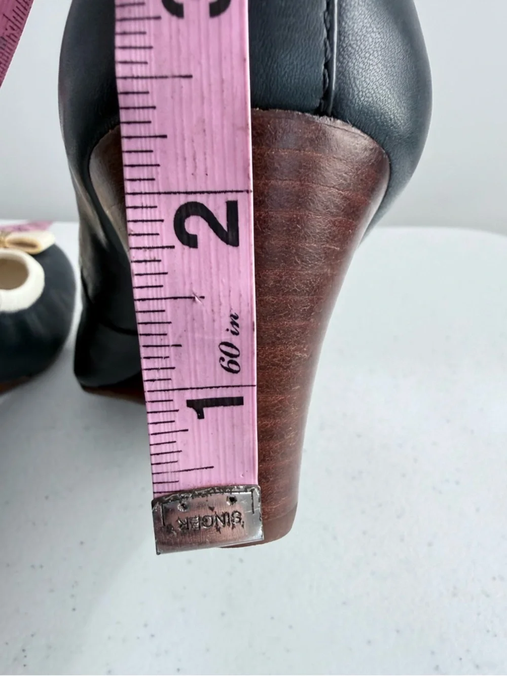 Tory Burch Shoes Sally Two Tone Leather Wedge Pumps Navy Ivory 6.5 / 36.5 Preppy - Picture 16 of 16